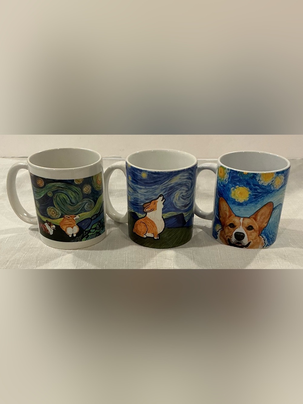 Lot of 3 Corgi “Starry Night” Coffee Mugs